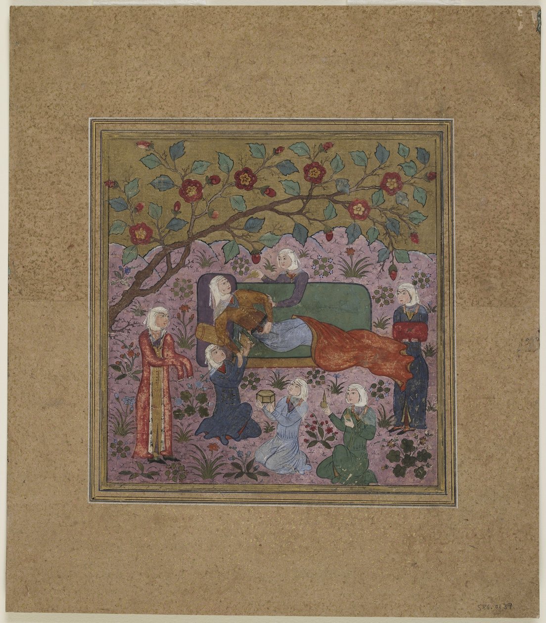 A reclining woman surrounded by attendants by Indian School