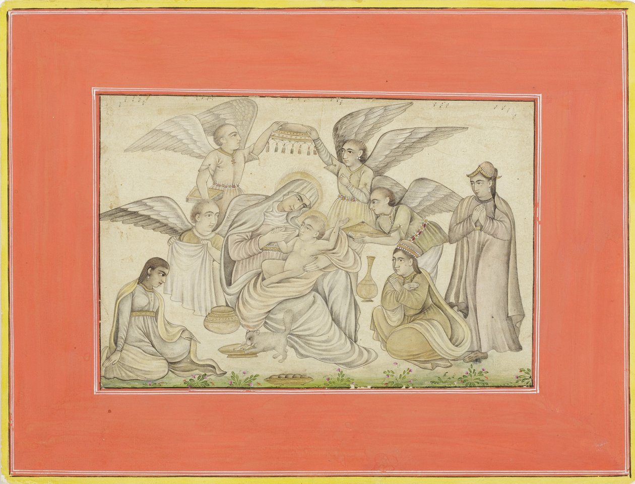 Angels Attend Mary and Jesus by Indian School