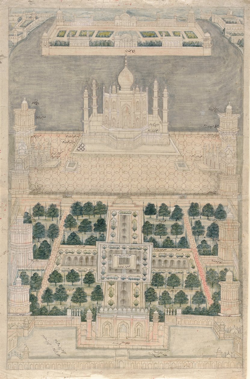 Bird’s Eye View of the Taj Mahal at Agra, 1790-1810 by Indian School