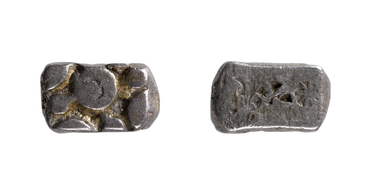 Both sides of a Silver half karshapana, Avanti by Indian School