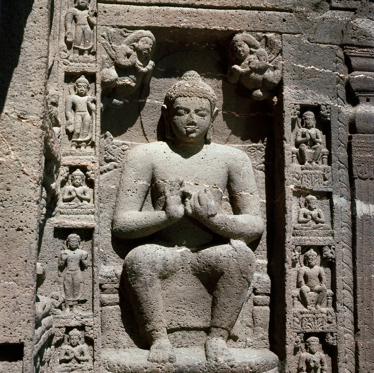 Buddha, Carved Statue in Cave 19 by Indian School