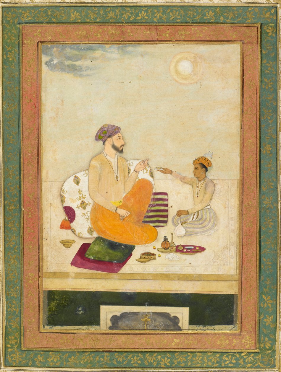 Dara Shikoh offering a wine cup to Shah Jahan by Indian School