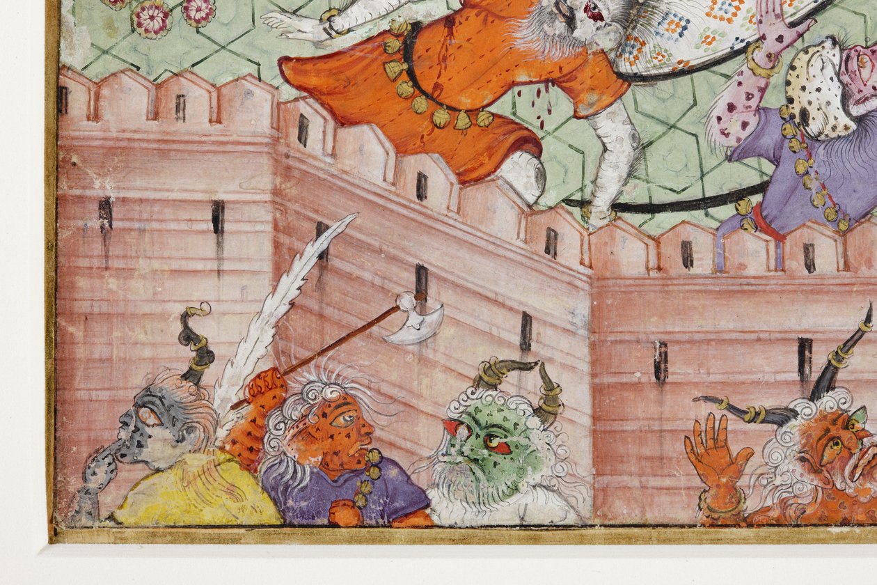 (detail) Krishna Cleaves the Demon Narakasura with his Discus by Indian School