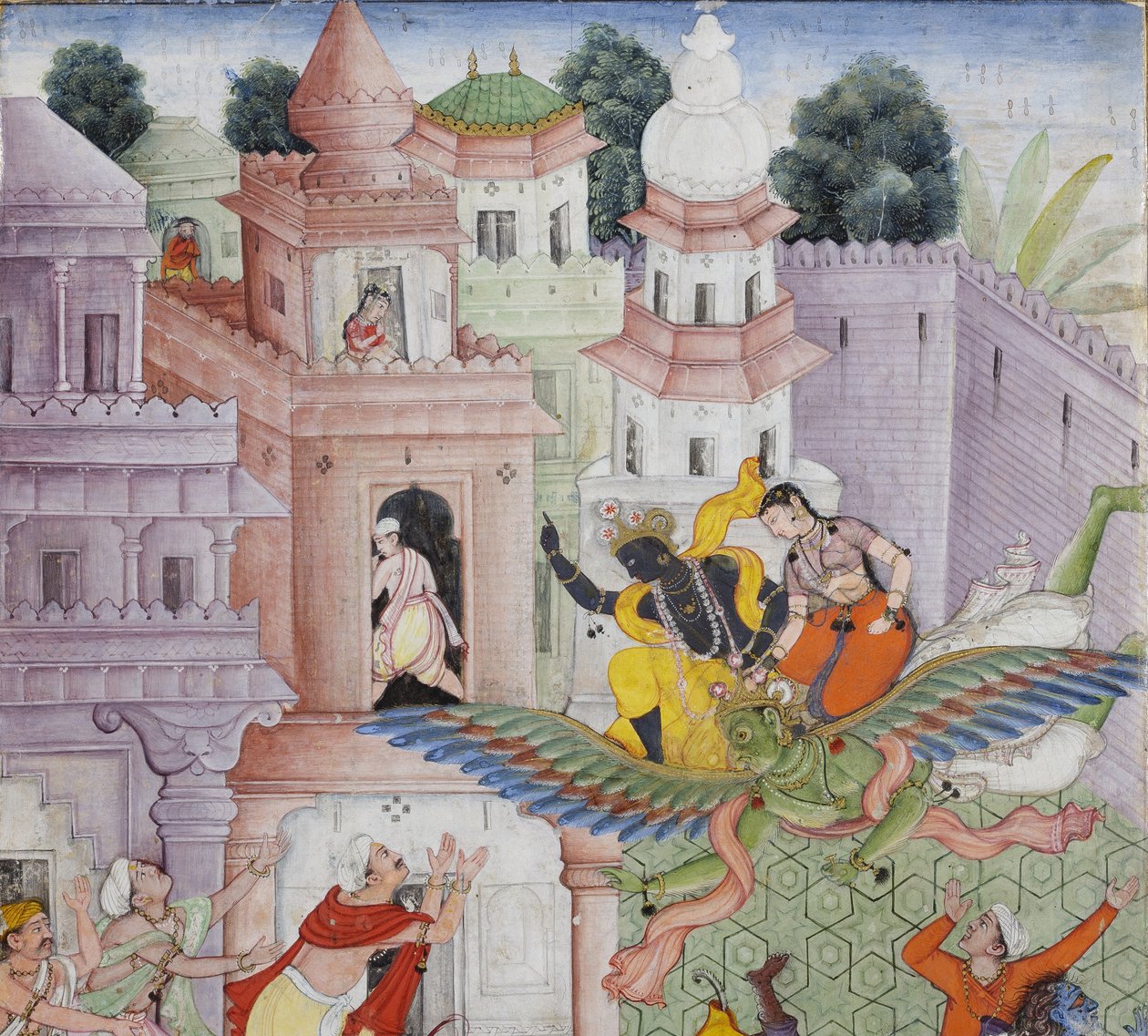 (detail) Krishna Cleaves the Demon Narakasura with his Discus by Indian School