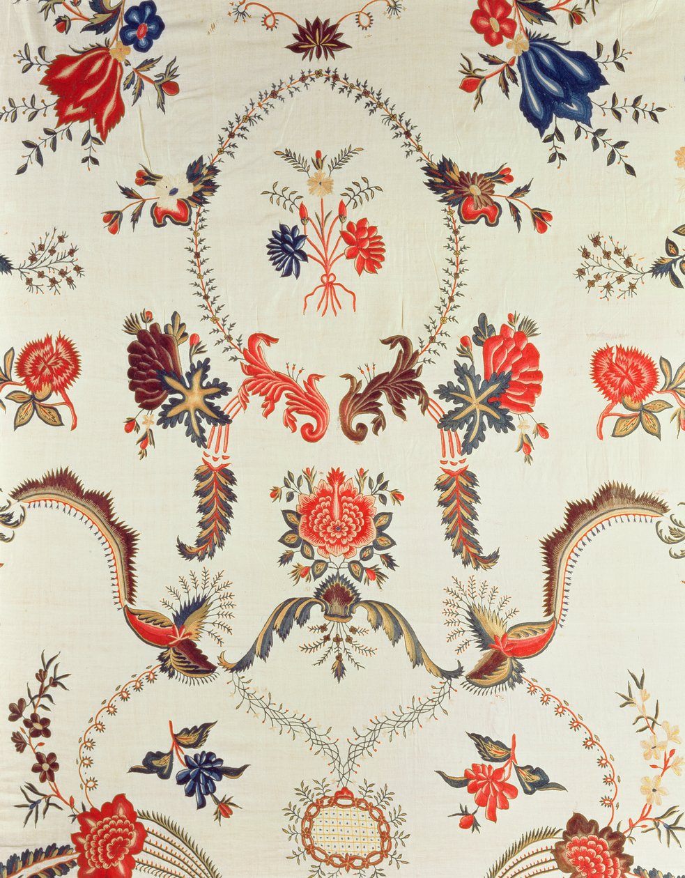 Detail of embroidered fabric, made for the European market, c.1725-50 by Indian School