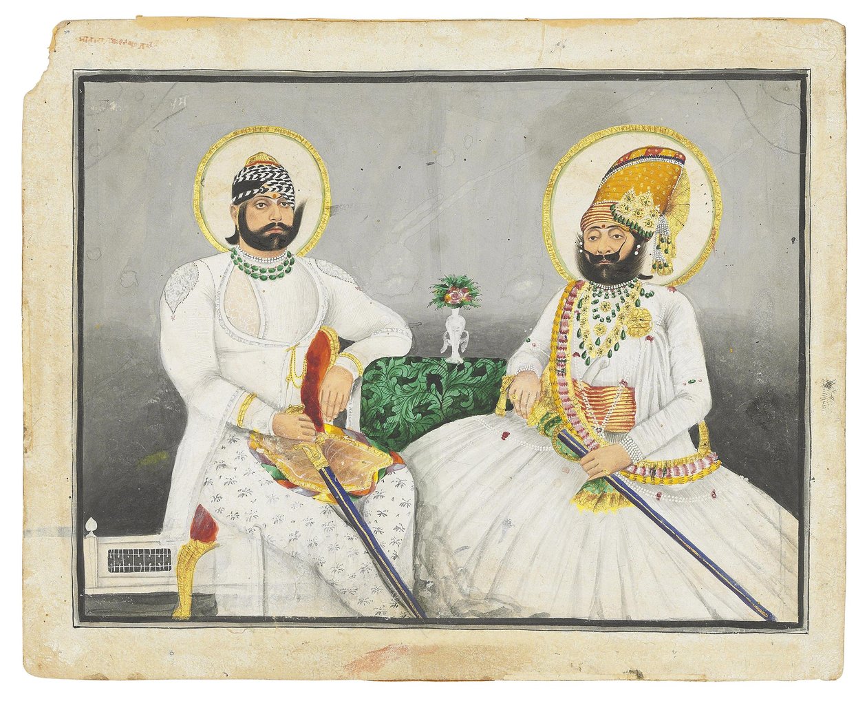Double Portrait of Jaswant Singhji and Takhat Singh, Jodhpur, Mid-19th Century by Indian School