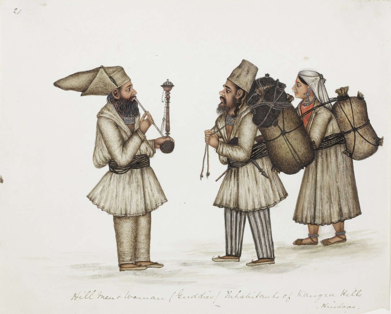 Hill Men and Woman (Guddies) Inhabitants of Kangra Hills Hindoos by Indian School