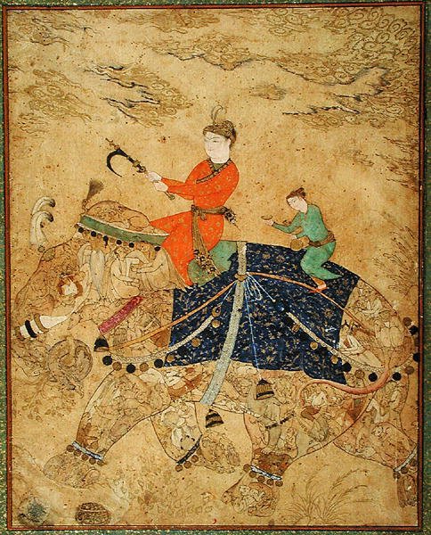 A prince rides an elephant, c.1600 by Indian School