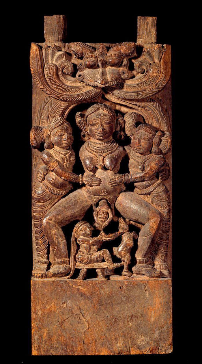 Representation of Mahamai, Mother Goddess, Giving Birth by Indian School