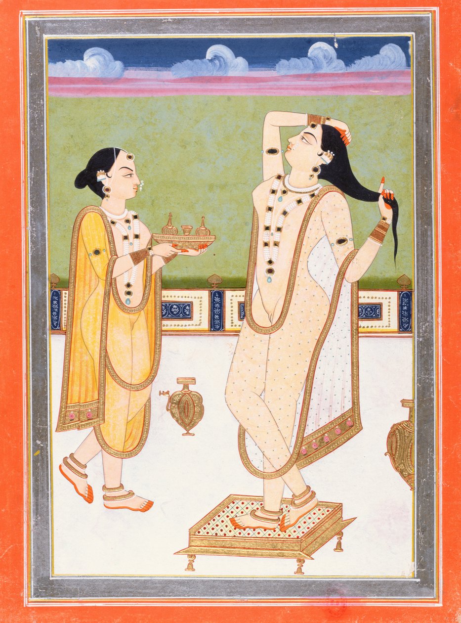 Indian lady at her toilet by Indian School