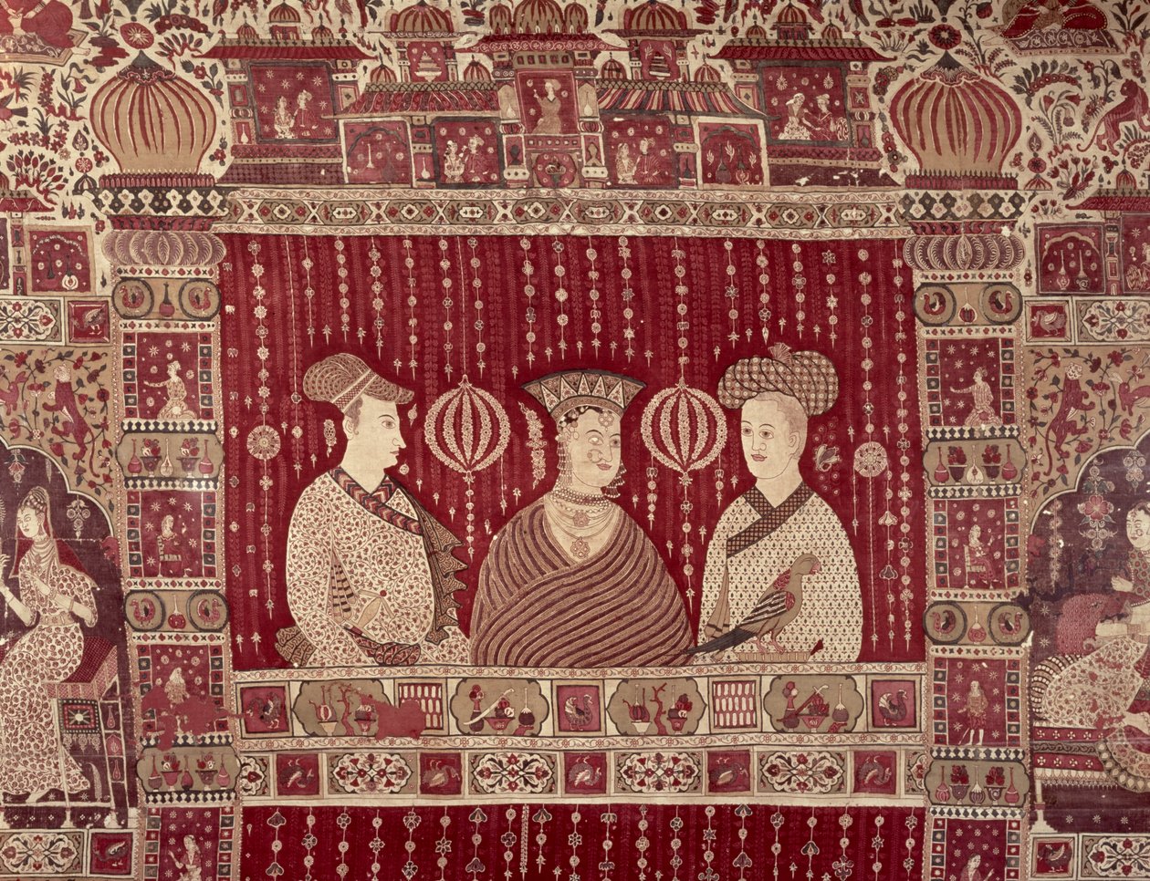 Indian woman with European traders, Madras region, Ahmedabad by Indian School