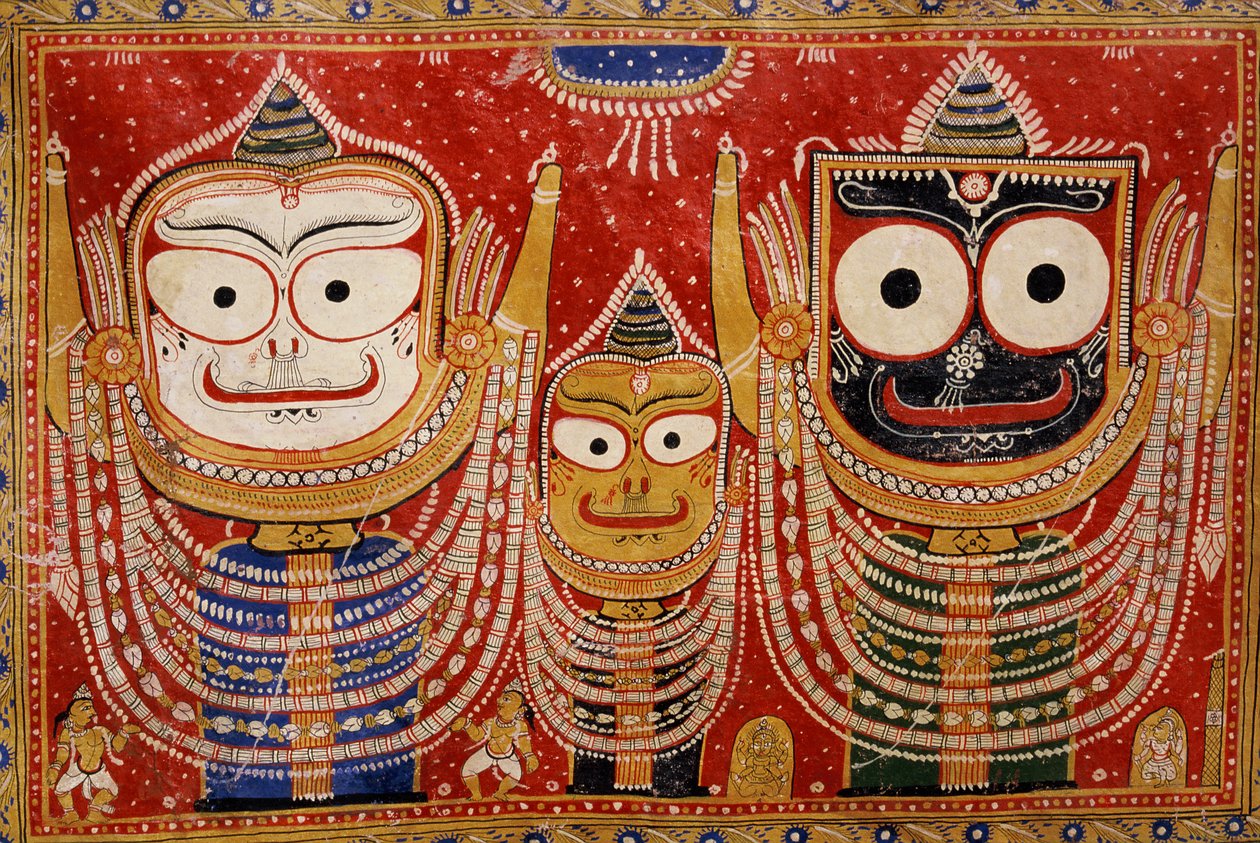Jagannath, painted on the wall of a house by Indian School