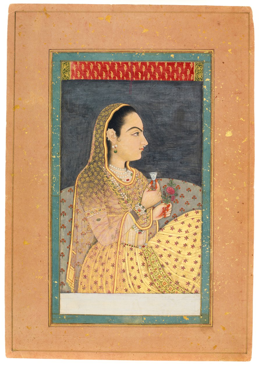Lady Holding a Cup and a Flower by Indian School