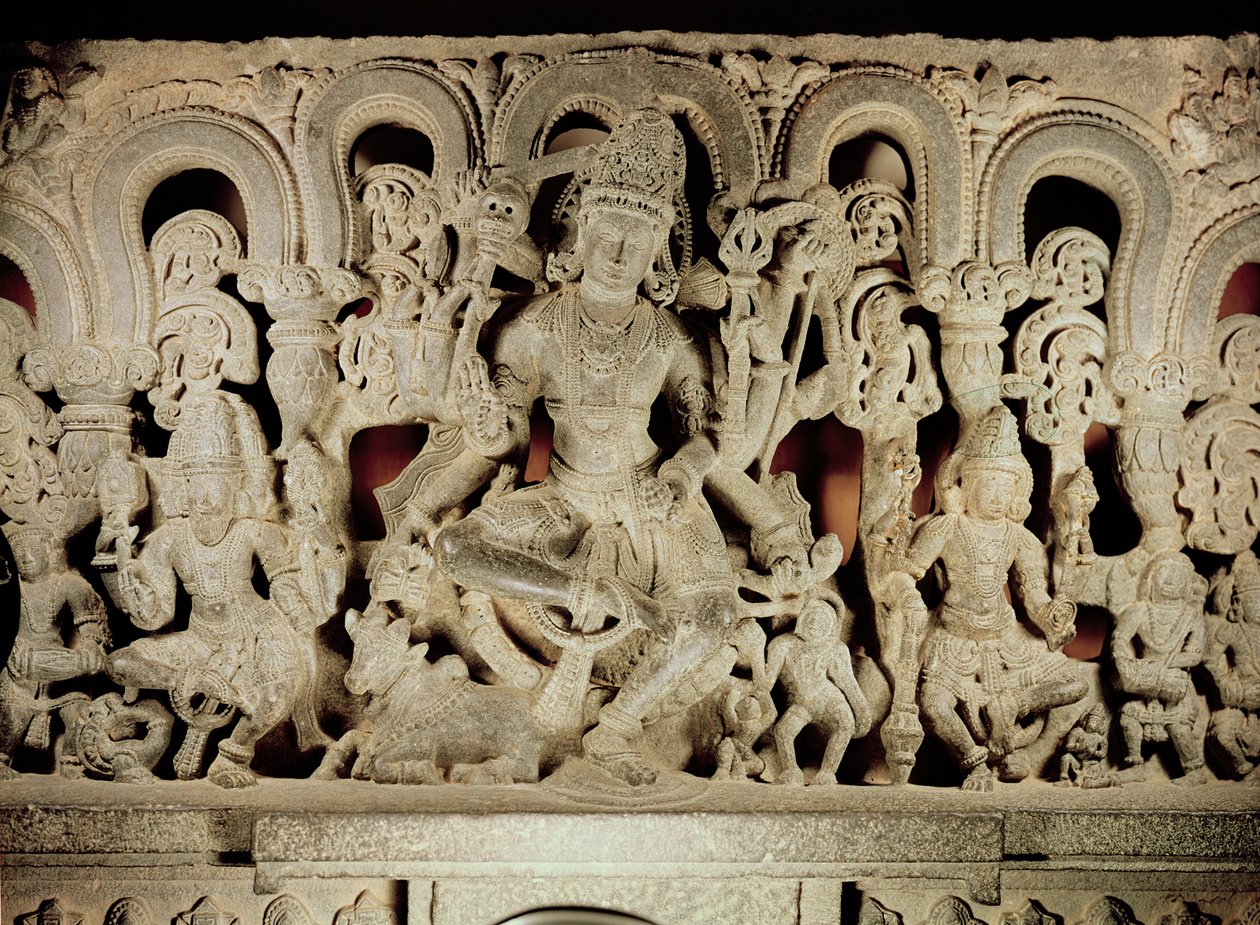 Lintel featuring Hindu trinity, from Waranal, Andhra Pradesh, Kakatiya dynasty by Indian School