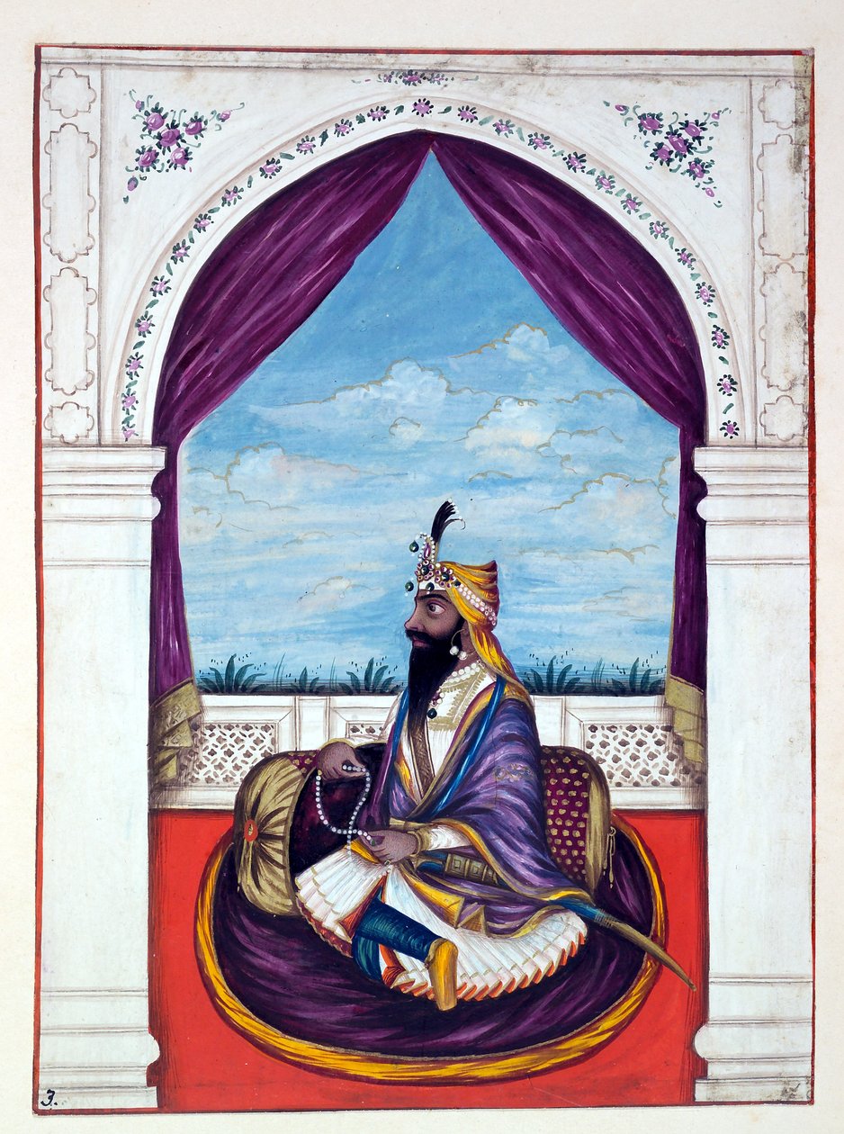 Maharajah Karak Singh, from The Kingdom of the Punjab, Its Rulers and Chiefs, Volume I, a Volume of 27 Watercolour Studies by an Unidentified Indian Artist (c.1840) by Indian School