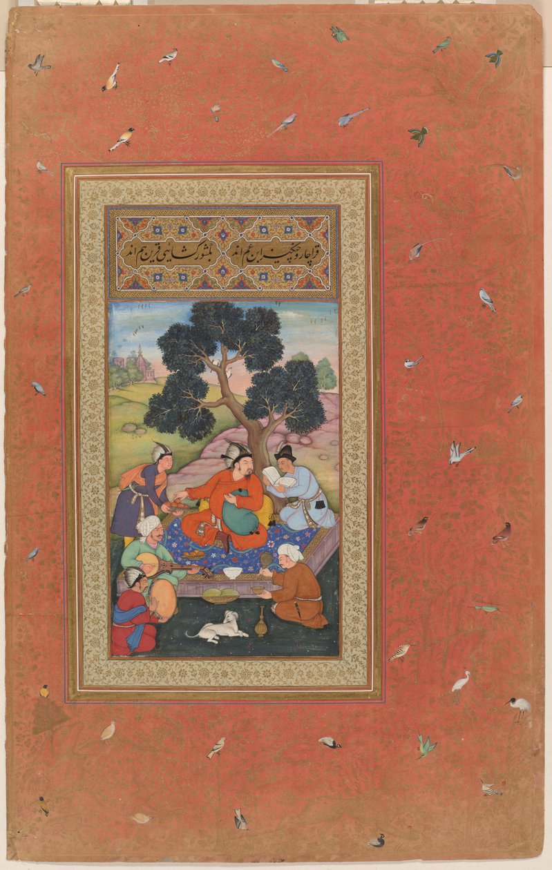 Mongol Chieftain and Attendants, folio from the Gulshan Album (Rose Garden album), c.1600 by Indian School