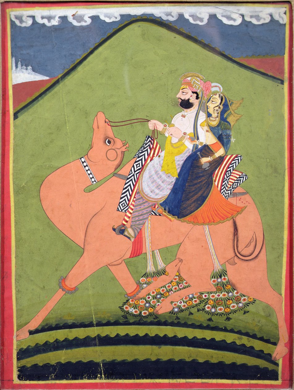 Portrait of Salim Singh of Pokaran, riding on a camel with his rani, Jodhpur, c.1810-20 by Indian School