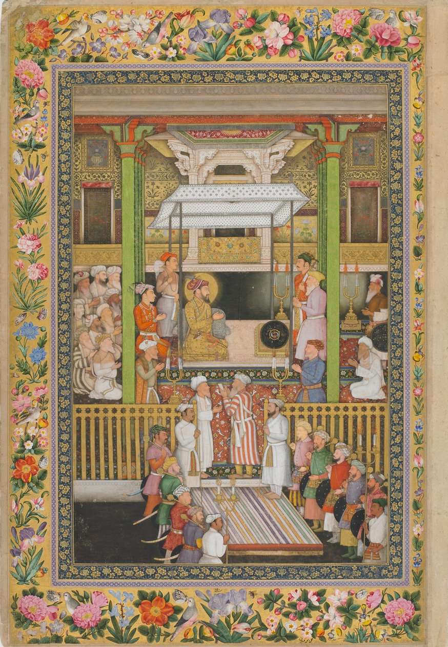 Shah Jahan Honours the Religious Orthodoxy, page from the St. Petersburg Album, c.1635 by Indian School