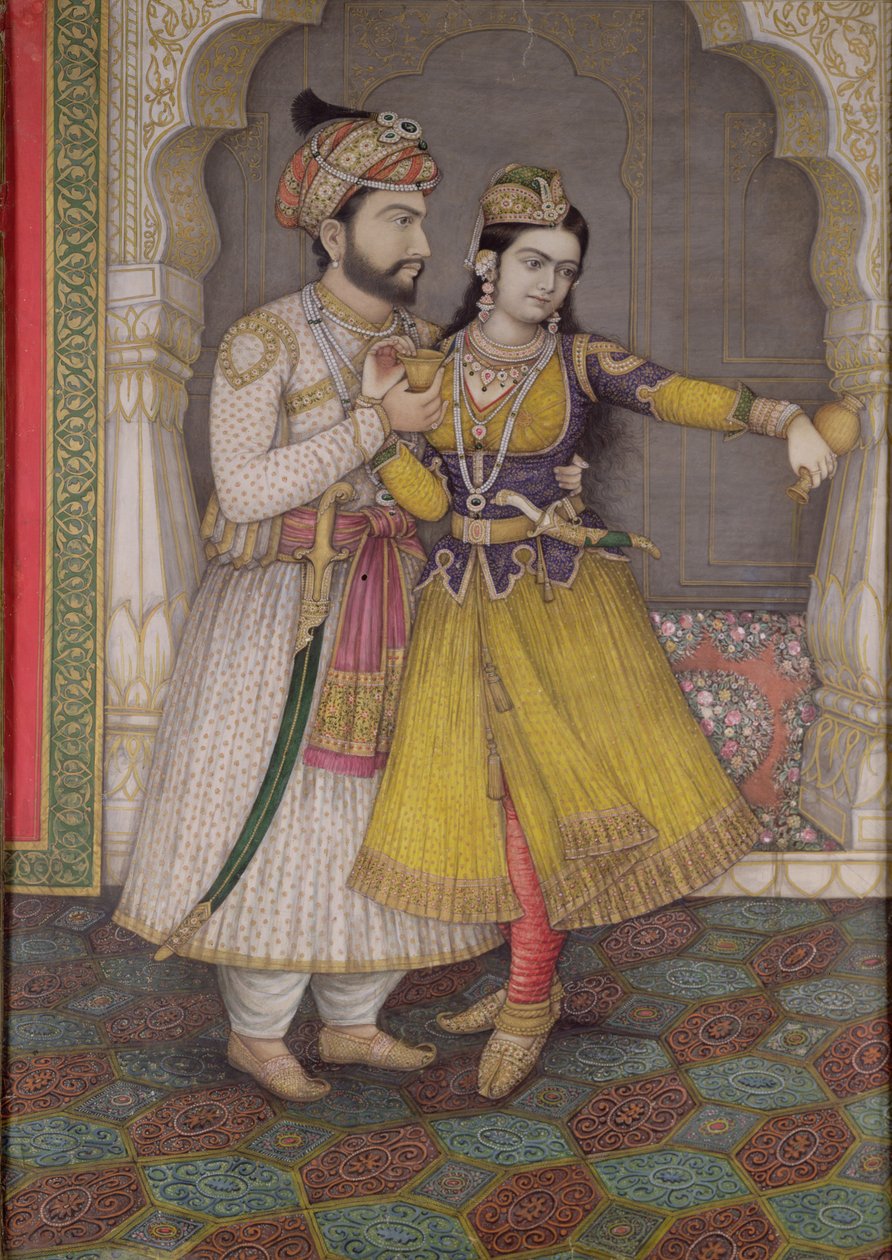 Shah Jahan and Qudsia Begum: the Begum Pours Away the Wine, Kalam by Indian School