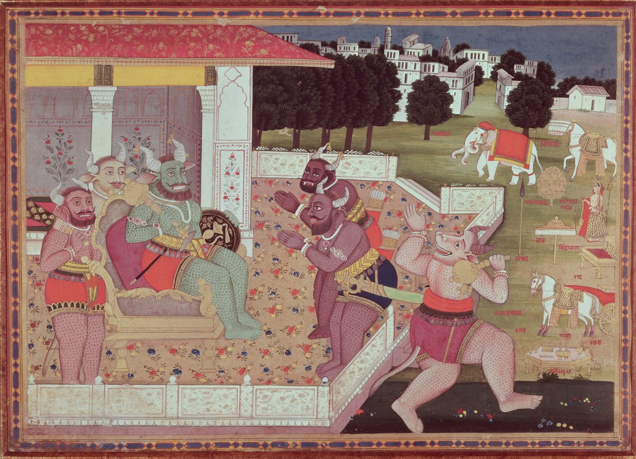 The Asura Kumbha and his Court of Demons by Indian School
