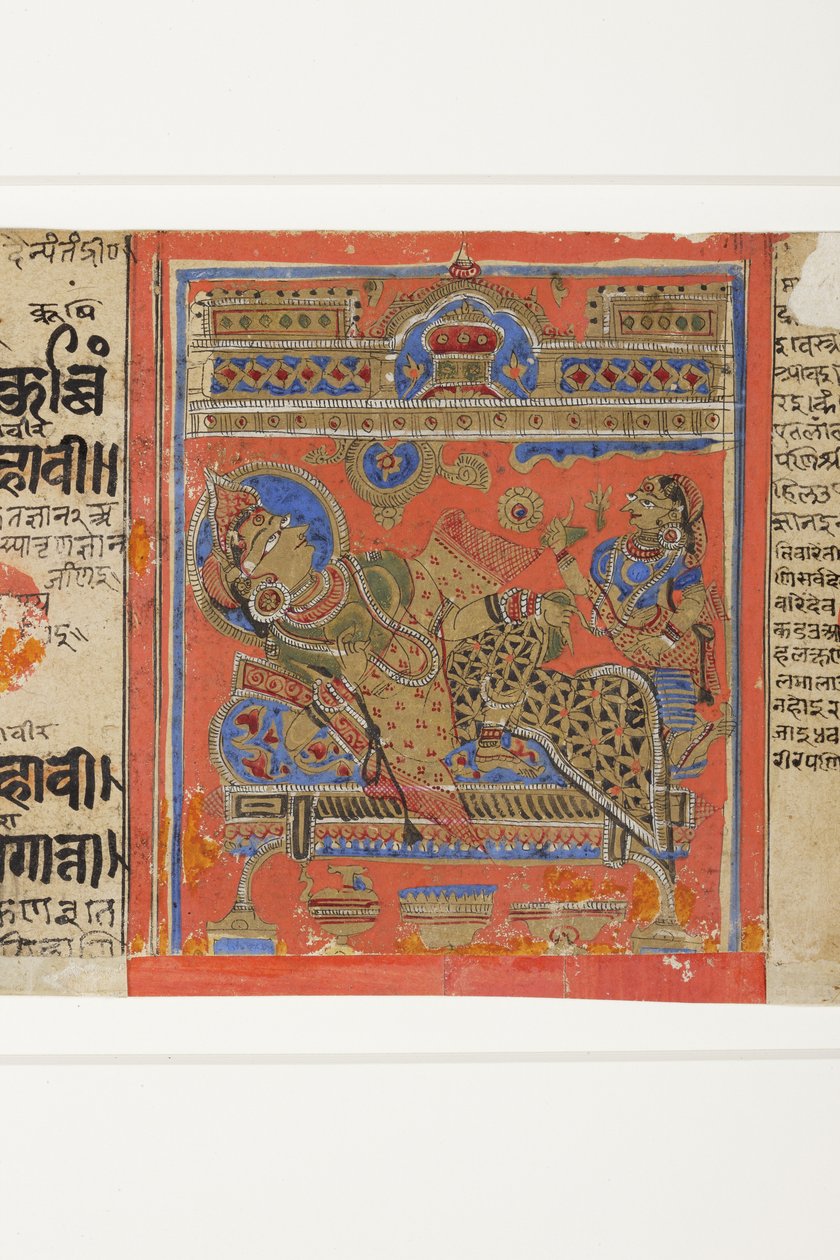 The Brahmani Devananda on her couch, from the Kalpasutra