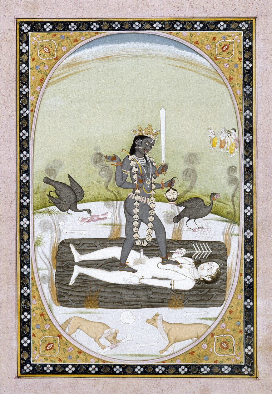 The Goddess Kali Represented in a Kangra Painting by Indian School