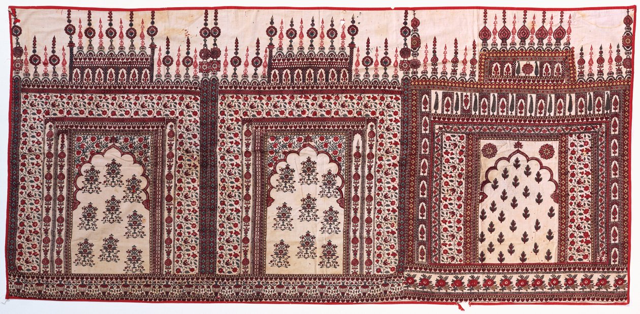 Three Chintz Prayer Arches Mounted as a Single Hanging by Indian School