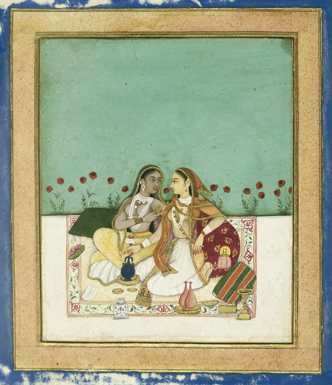Two Women on a Terrace by Indian School