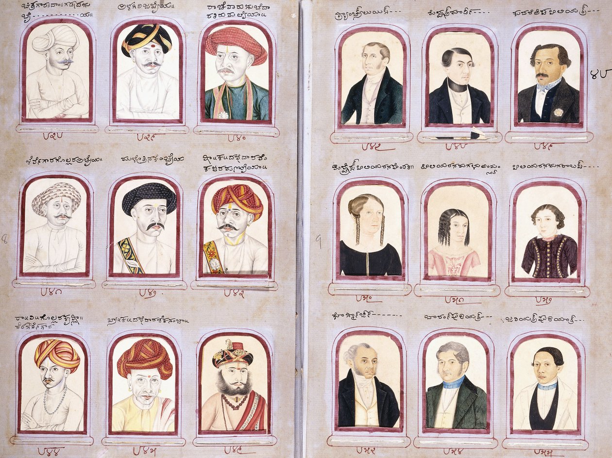 Two Leaves from an Album of Native and European Portraits by Indian School