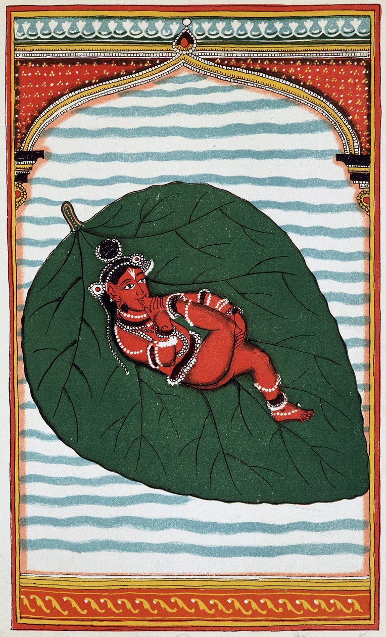 Vishnu or Narayan: Second Great Deity of the Brahmanic Triad, His Birth - Lithograph of the 18th Century by Indian School