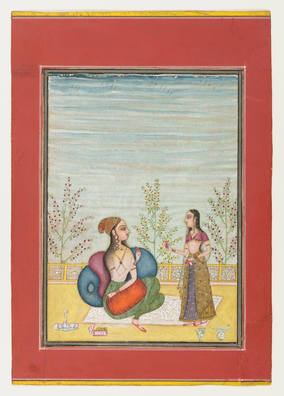 Woman and attendant, c.1700-10 by Indian School