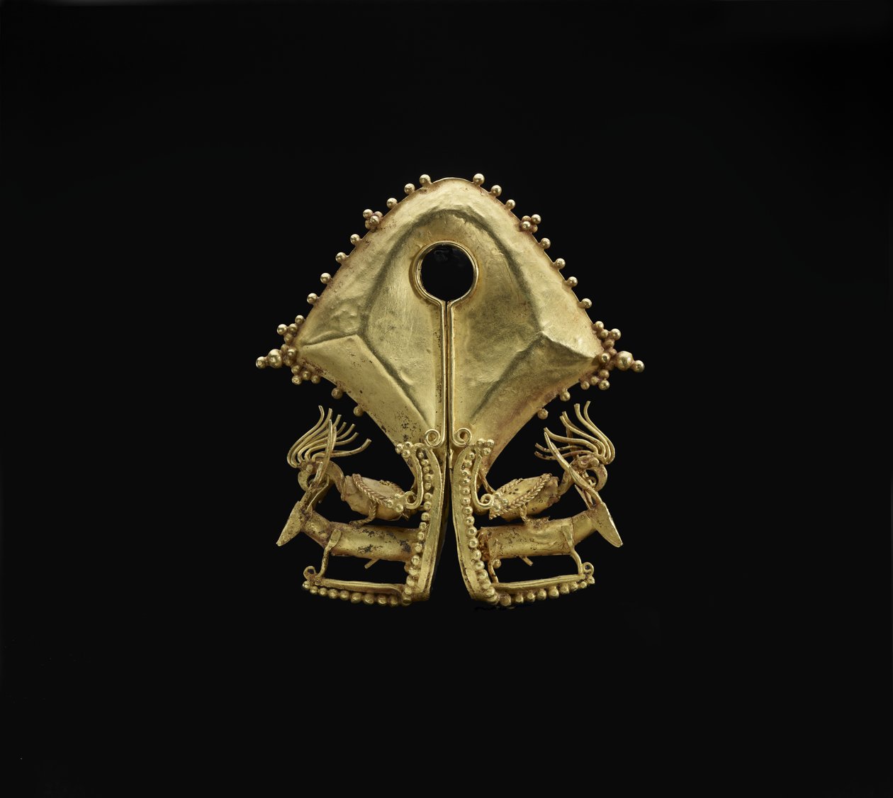 Mamuli, pendant with cockatoos riding deer by Indonesian School
