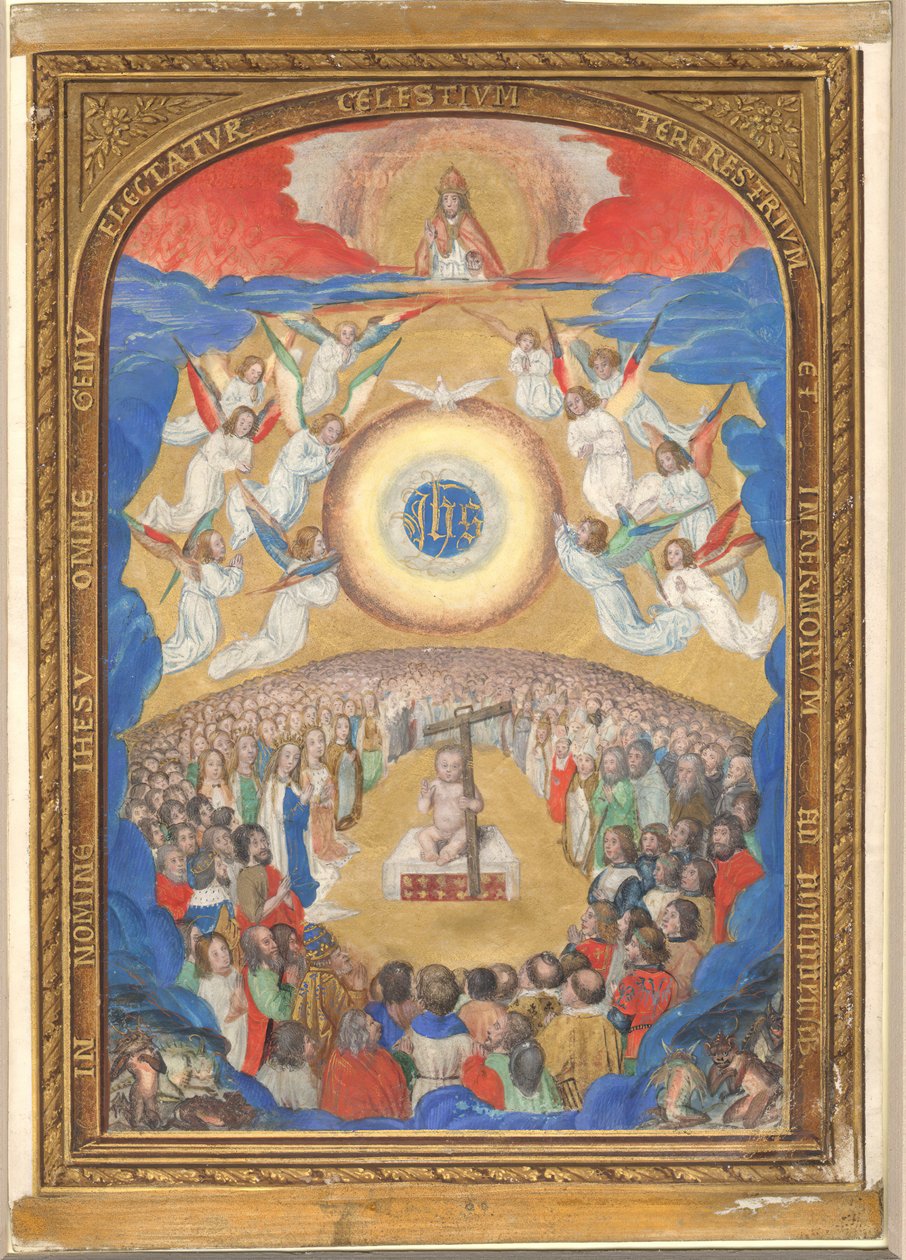 Manuscript Leaf with Adoration of the Holy Name, from a Book of Hours, after 1530 by Influence of Simon Bening