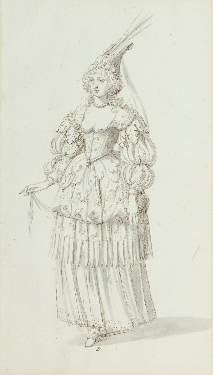 Chloris: alternative sketch for Henrietta Maria, c.1631 by Inigo Jones