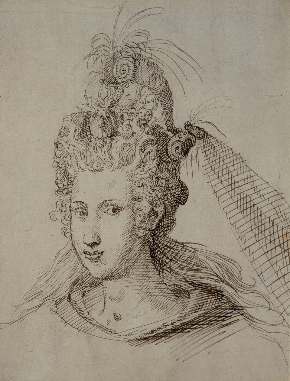 Headdress, probably for Anne of Denmark by Inigo Jones