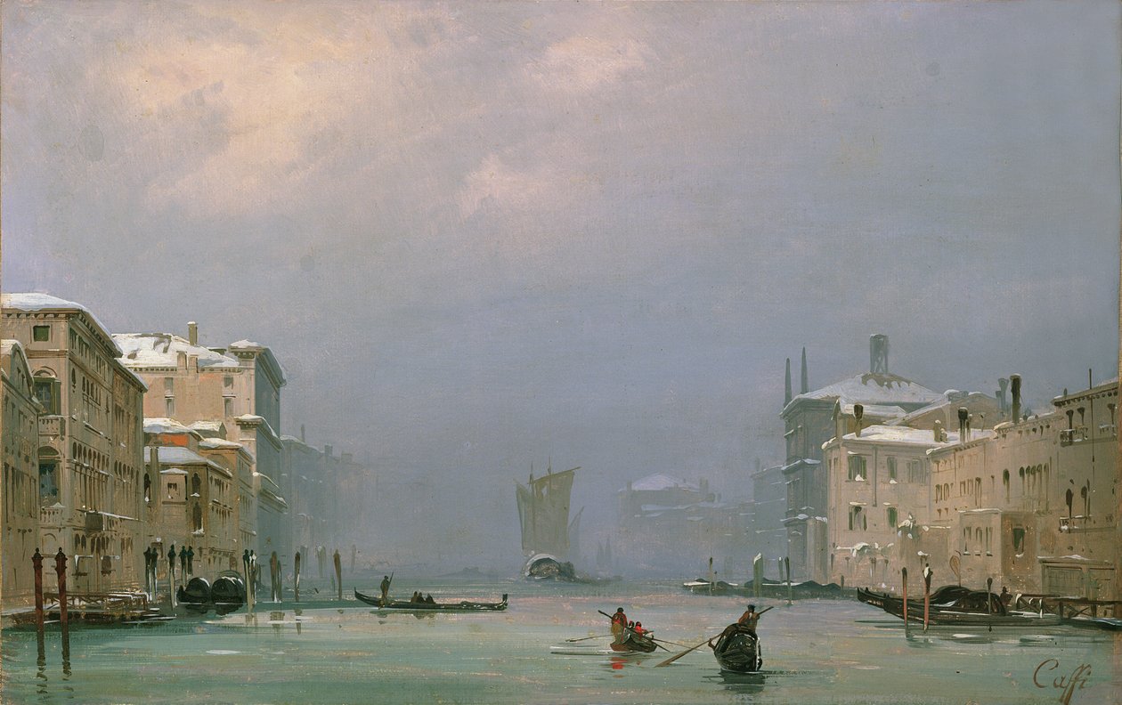 Grand Canal with Snow and Ice by Ippolito Caffi