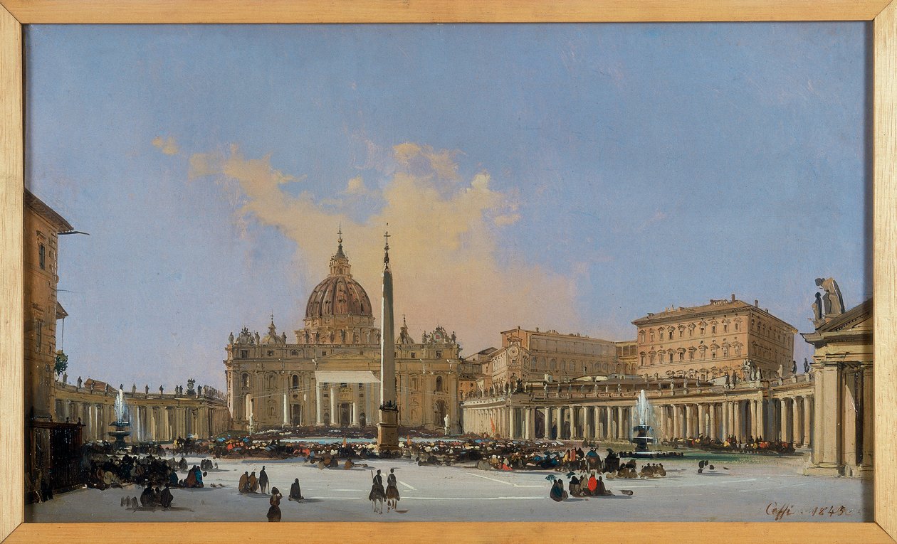 Papal Benediction in the Piazza San Pietro by Ippolito Caffi