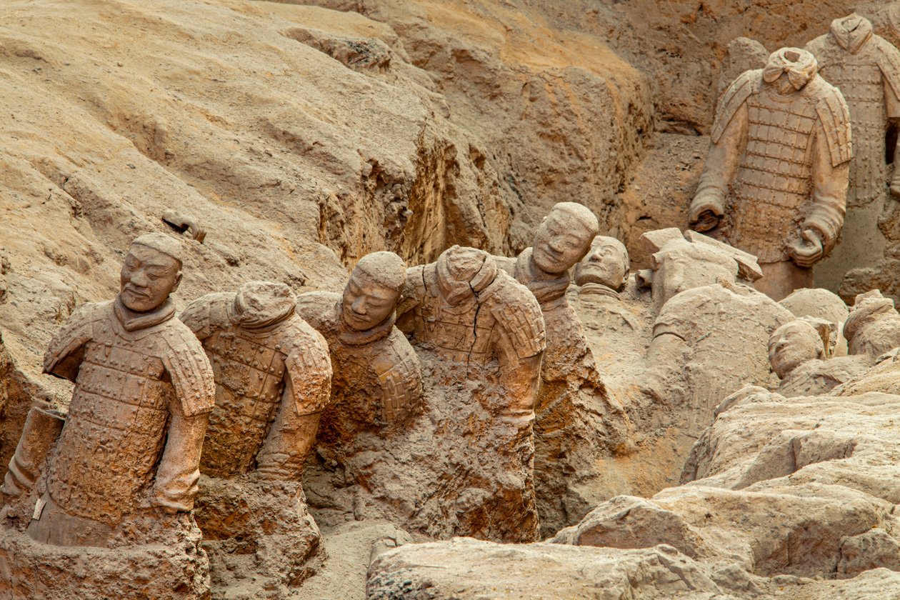 Scenes of the various warriors in the Pit 1 area at the Terra Cotta Warrior Museum by Ira Block