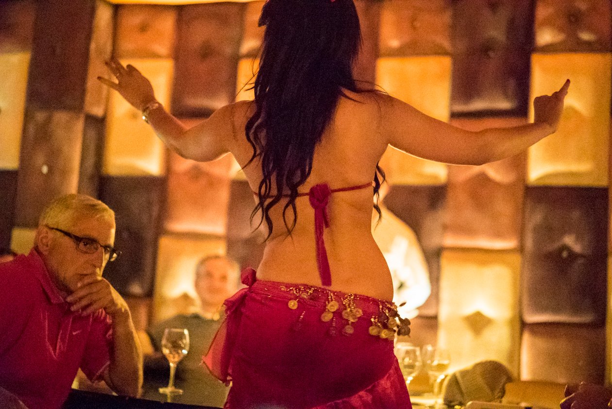 Belly dancers at the Comptoir Darna restaurant in Marrakech, Morocco by Ira Block
