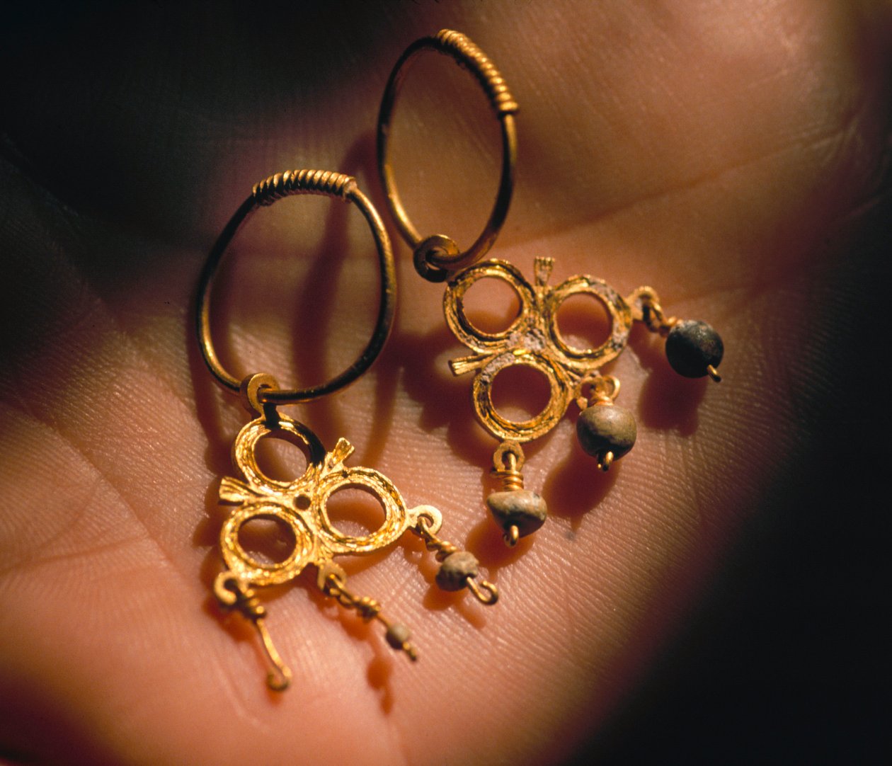 Gold earrings recovered from the seafloor west of Havana, Cuba by Ira Block