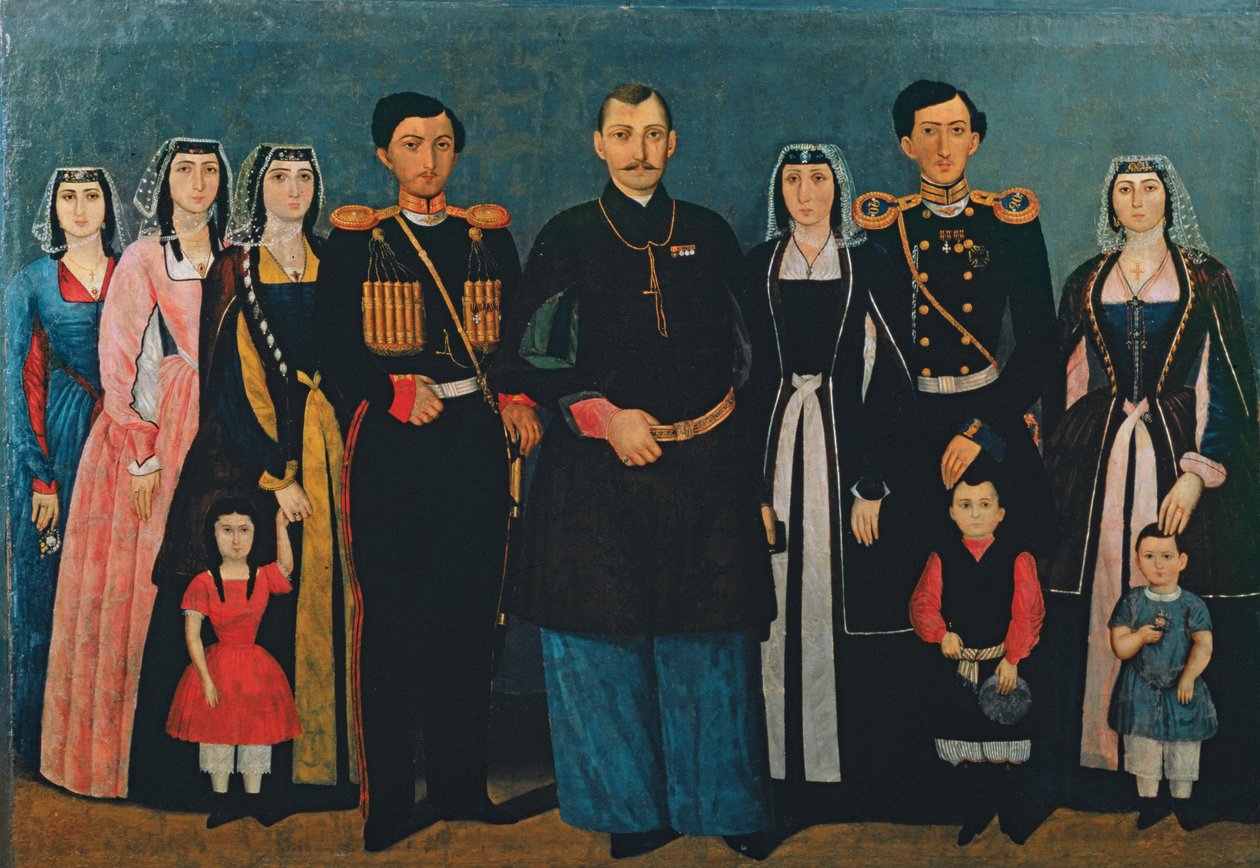 N.E. Mukhran-Batoni with family, 1862 by Iranian School