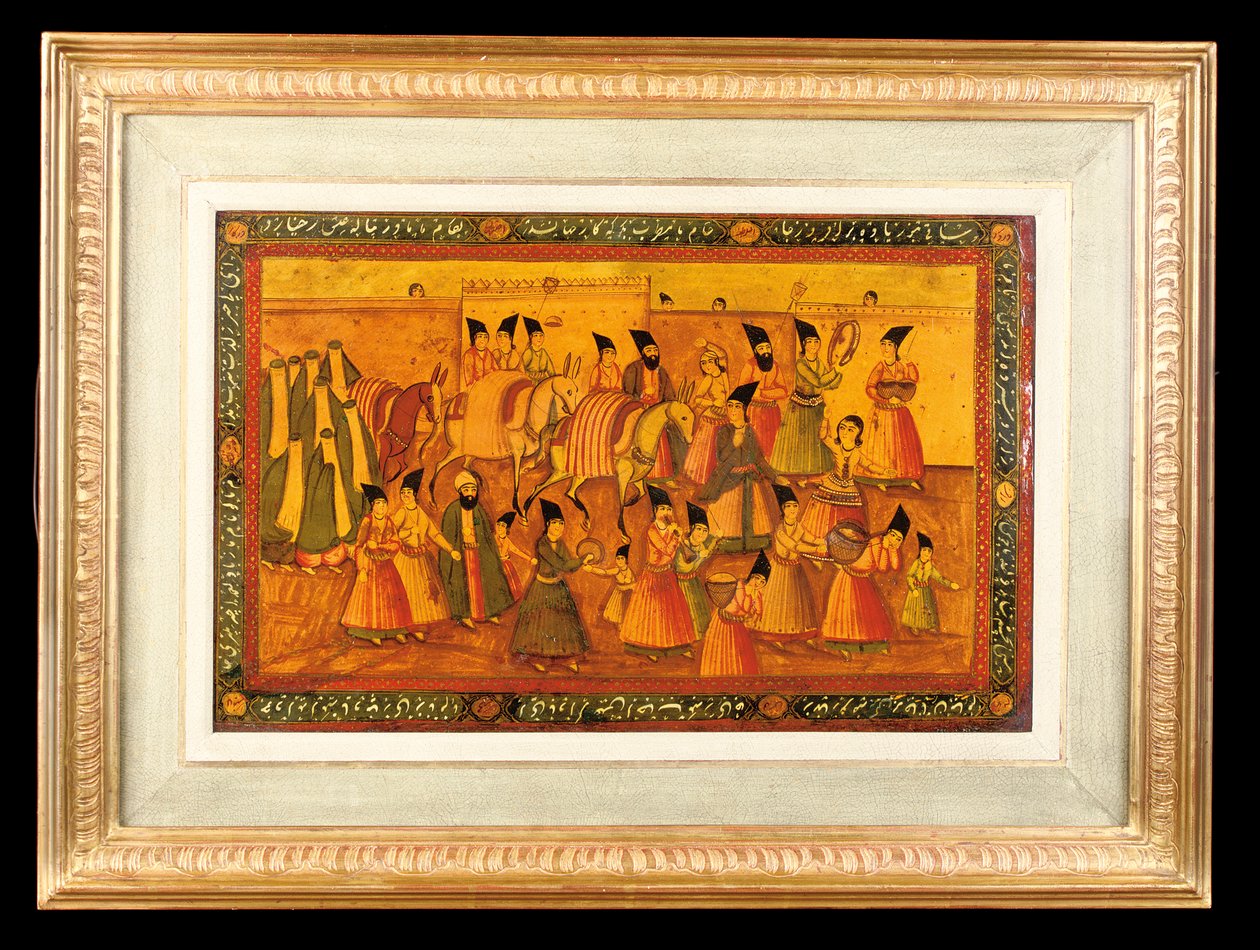 One of a Pair of Painted Panels, Qajar Iran, 1850-75 by Iranian School
