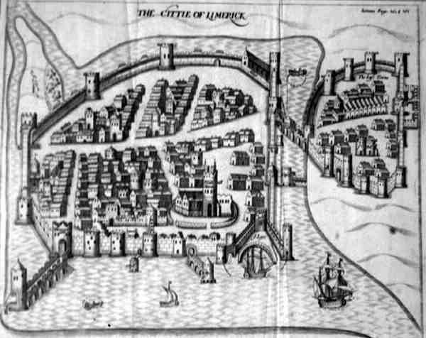 17th century plan of the City of Limerick, Ireland