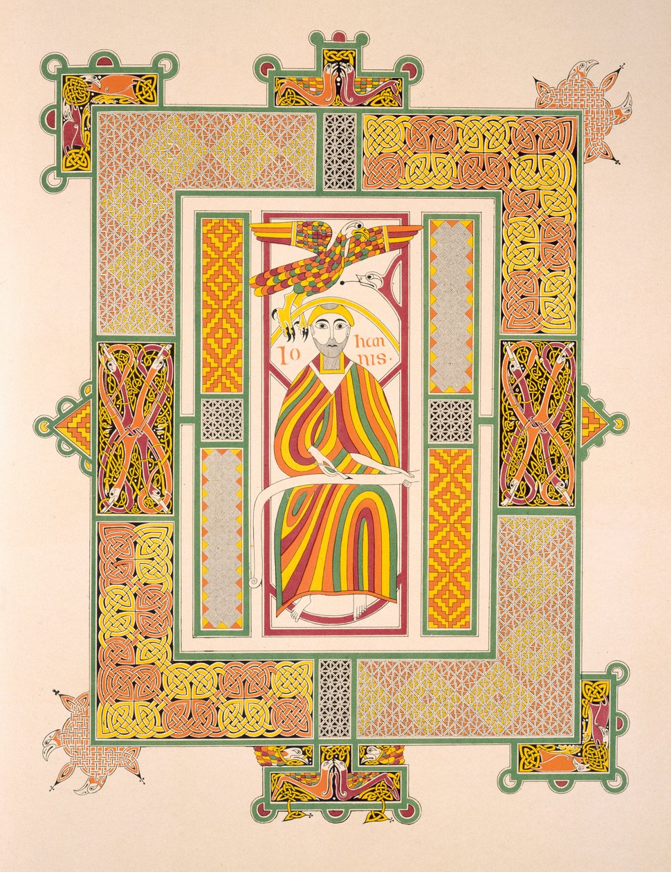 Saint John the Evangelist, from a facsimile copy of the Gospels of Mac Regol, published by Day & Son by Irish School