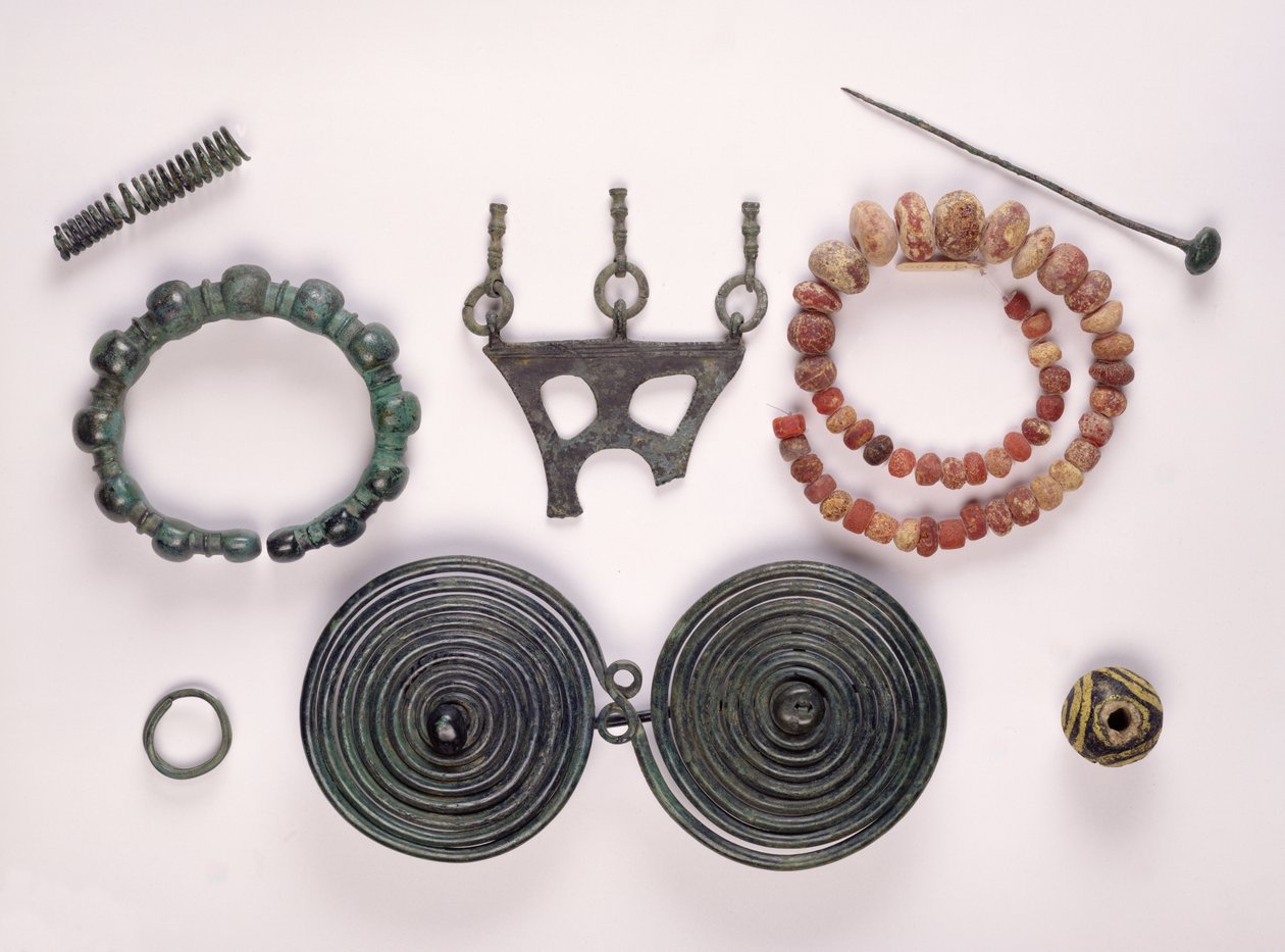 Jewellery found in a female grave at Hallstatt, Celtic by Iron Age