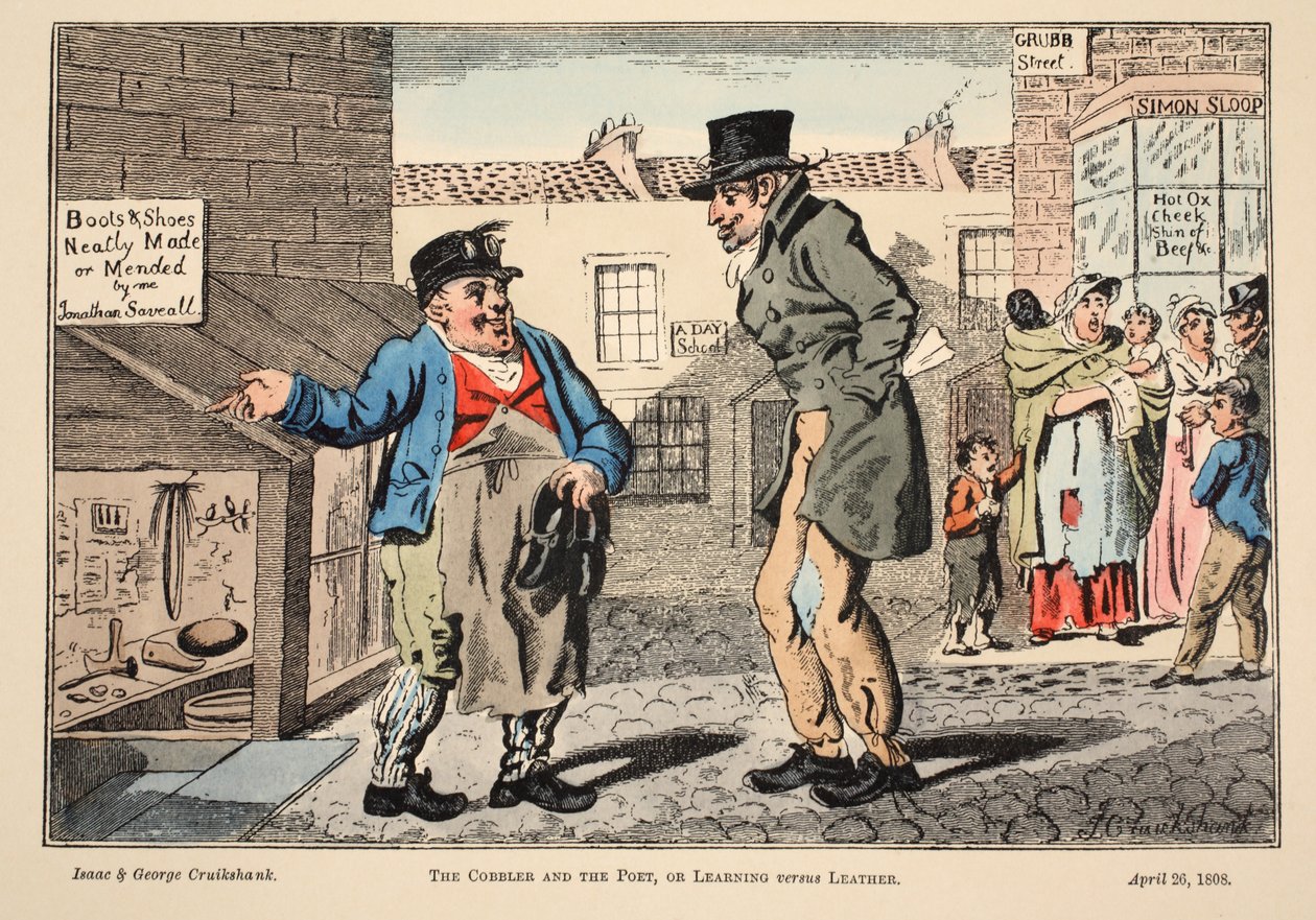 The Cobbler and the Poet, or Learning vs. Leather by Isaac, Robert and George Cruikshank