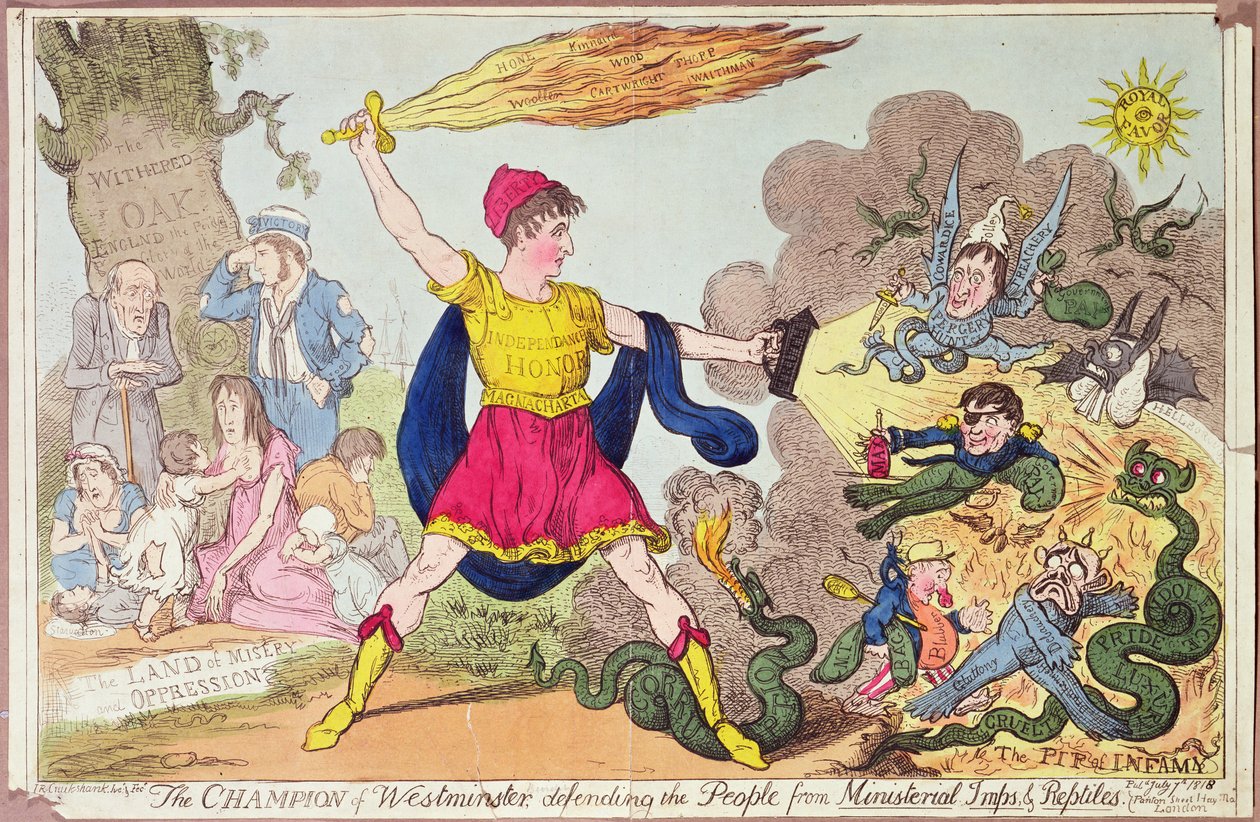 The Champion of Westminster, Defending the People from Ministerial Imps and Reptiles by Isaac Robert Cruikshank