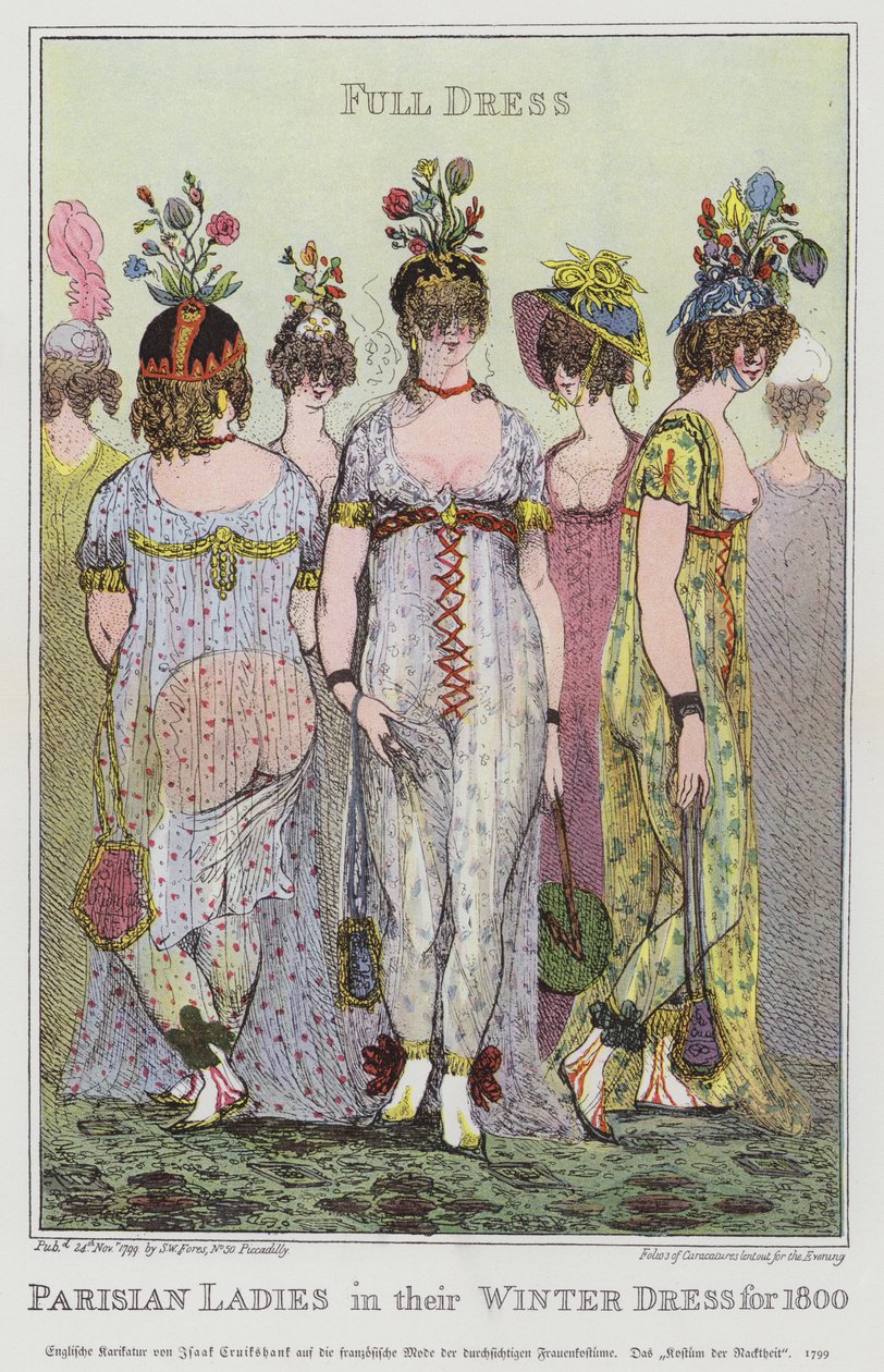 Parisian Ladies in Their Winter Dress for 1800 by Isaac (after) Cruikshank