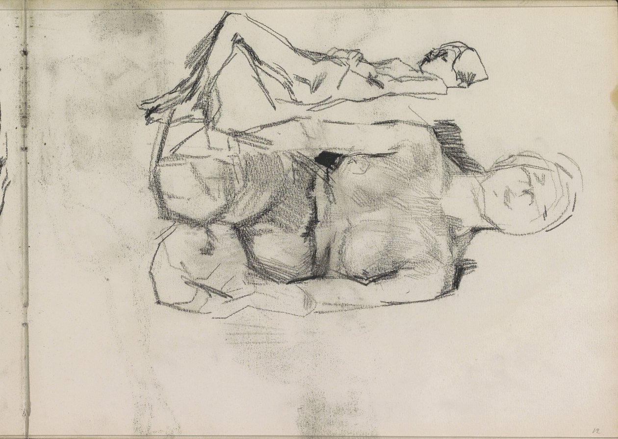 Kneeling and Lying Female Nude by Isaac Israels