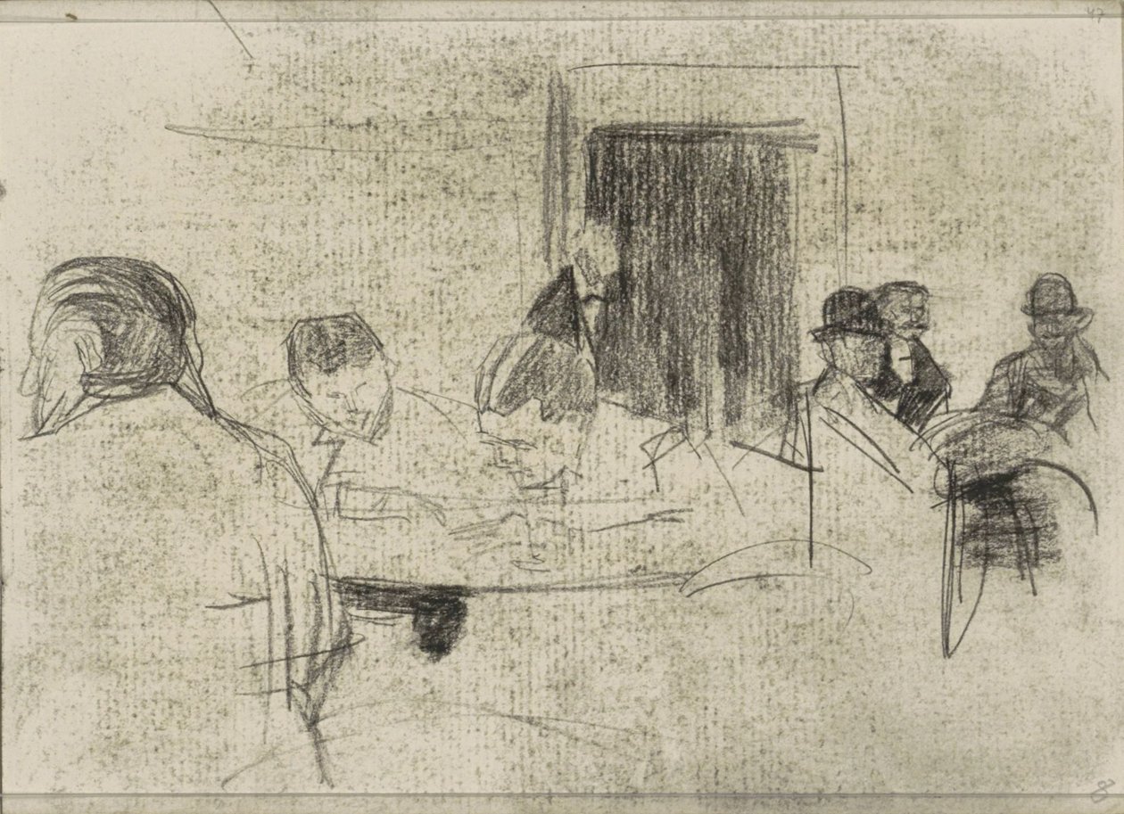 Men at tables, possibly in a café by Isaac Israels
